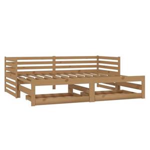 vidaXL Ausziehbares Tagesbett 2x(90x200) Honigbraun Massivholz Kiefer 
