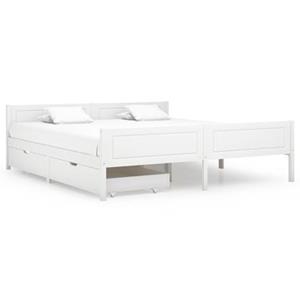 VidaXL Bedframe met 2 lades massief grenenhout wit 180x200 cm