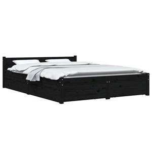 vidaXL Bett mit Schubladen Schwarz 160x200 cm 