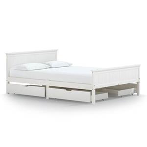 VidaXL Bedframe met 4 lades massief grenenhout wit 140x200 cm