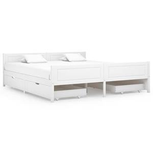 VidaXL Bedframe met 4 lades massief grenenhout wit 180x200 cm