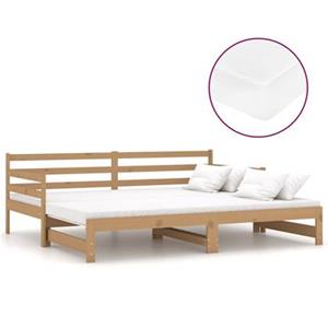 VidaXL Slaapbank uitschuifbaar grenenhout honingbruin 2x(90x200) cm