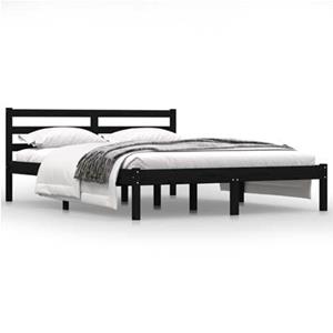 VidaXL Bedframe massief grenenhout zwart 140x190 cm