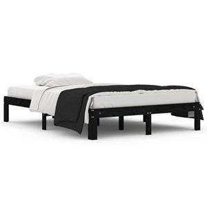 VidaXL Bedframe massief hout zwart 135x190 cm 4FT6 double