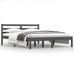 VidaXL Bedframe massief grenenhout grijs 140x190 cm