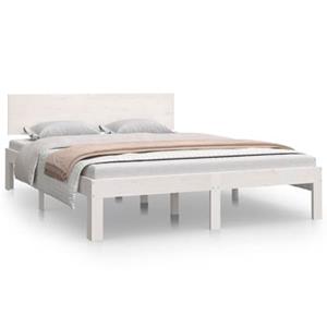 VidaXL Bedframe massief hout wit 150x200 cm 5FT King Size