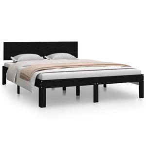 VidaXL Bedframe massief hout zwart 150x200 cm 5FT King Size