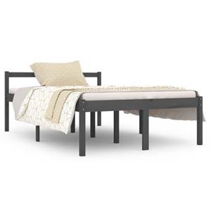 VidaXL Bedframe massief hout grijs 120x190 cm 4FT small double