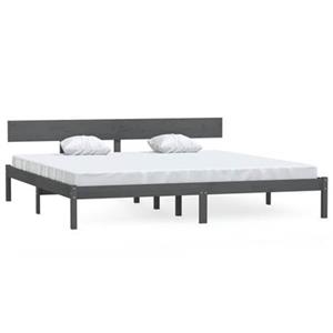 VidaXL Bedframe massief grenenhout grijs 180x200 cm UK Super King