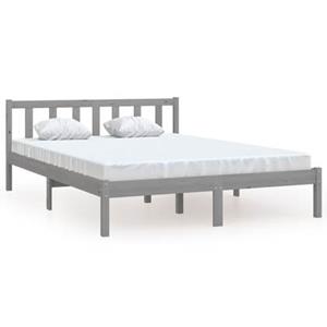 VidaXL Bedframe massief grenenhout grijs 150x200 cm 5FT King Size