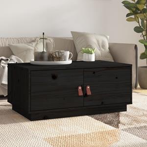 VidaXL Salontafel 80x50x35 cm massief grenenhout zwart
