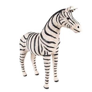 Clayre & Eef Beeld Zebra 44 cm Zwart Wit Papier Ijzer Textiel