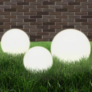 vidaXL LED-Gartenleuchten-Set 3-tlg. Kugelförmig 20/30/40 cm PMMA 