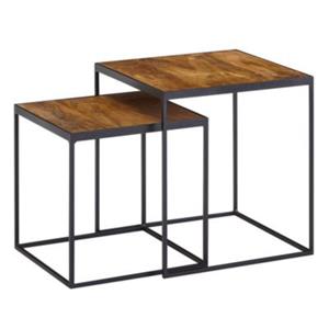 FineBuy 2er Set Beistelltische 40 x 40 x 44 cm braun
