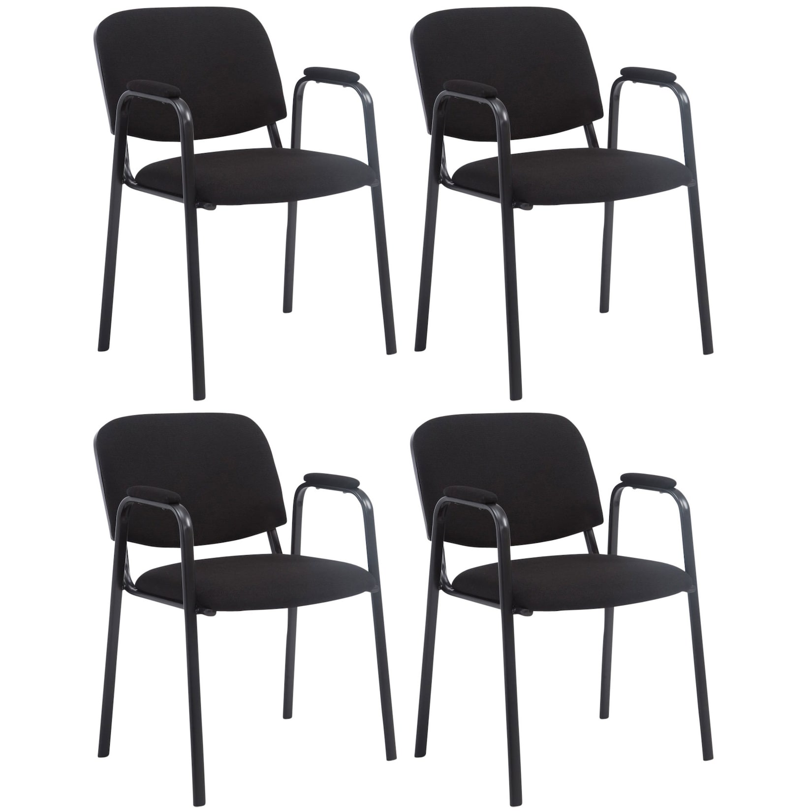 CLP 4er Set Besucherstühle Ken Pro Stoff Mit Gepolsterten Armlehnen Und Stoffbezügen I Polsterstühle Mit Metallgestell