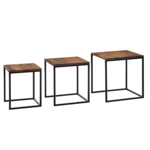 FineBuy 3er Set Beistelltische 40 x 40 x 42 cm braun
