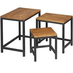 FineBuy 3er Set Beistelltisch 45 x 30 x 45 cm braun