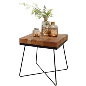 FineBuy Beistelltisch Massivholz 45 x 45 x 51 cm braun