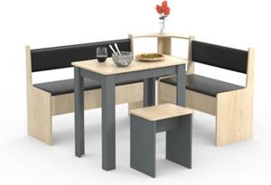 VCM Eckbankgruppe Sitzgruppe Küchensitzgruppe Bank Tisch Hocker Esal Mini braun