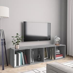 Boekenkast/tv-meubel 143x30x36 cm bewerkt hout grijs sonoma