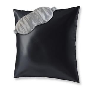 AILORIA BEAUTY SLEEP SET L Kopfkissenbezug (80x80) und Schlafmaske aus Seide schwarz/grau Gr. 80 x 80