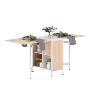 HOMCOM Klapptisch mit Stauraum braun/weiß