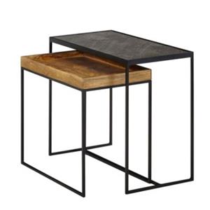FineBuy 2er Set Beistelltische 60 x 30 x 50 cm braun