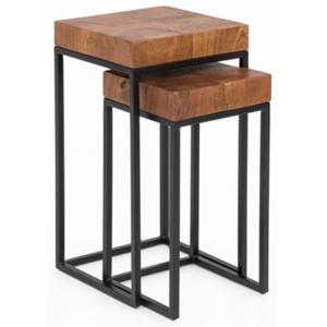 FineBuy Satztisch 30 x 30 x 60 cm (LxBxH) braun