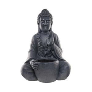 Butlers BUDDHA Statue mit Blumentopf Höhe 69cm Blumentöpfe dunkelgrau