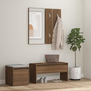vidaXL Garderobe set bewerkt hout bruin eikenkleur