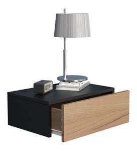 VCM Holz Wandschublade Nachtschrank Wandboard Schublade Konsole Nachttisch Usal M 45 cm schwarz/braun