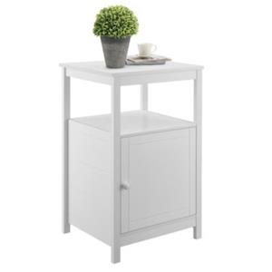 En.casa Beistelltisch Merijärvi Nachttisch mit Schranktür Nachtschrank 79x48x39 cm Weiß weiß