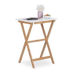 RELAXDAYS Weißer Klapptisch aus Bambus natur/weiß