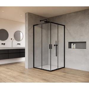 Saniclass Casus Douchecabine - 100x100x200cm - hoekinstap - helder glas - profiel - mat zwart SAO1142_100_MB