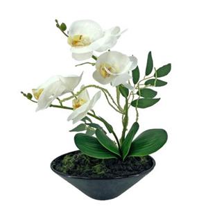 NTK-Collection Kunstblume Orchidee in Schale Leilani weiß