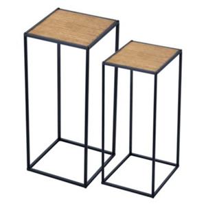 En.casa Beistelltische Gamleby im 2er Set Satztisch hoch Holz-Optik / Schwarz holzfarben