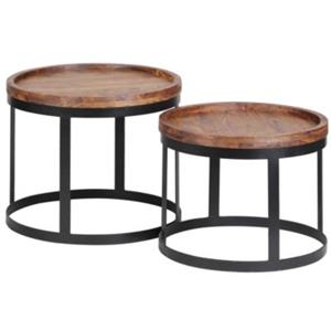 FineBuy Beistelltisch x x 45 cm braun