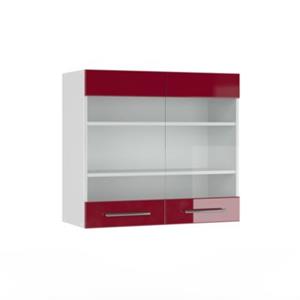 Vicco Hängeglasschrank 80 cm Bordeaux Hochglanz Küchenschrank Hängeschrank Küchenzeile Fame-Line bordeaux