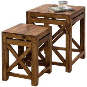 FineBuy Satztisch 40 x 40 x 50 cm braun