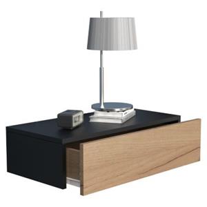 VCM Holz Wandschublade Nachtschrank Wandboard Schublade Konsole Nachttisch Usal M 60 cm schwarz/braun