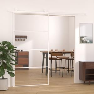 vidaXL Schuifdeur 102,5x205 cm ESG-glas en aluminium wit