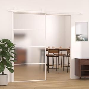 vidaXL Schuifdeur 102,5x205 cm mat ESG-glas en aluminium wit