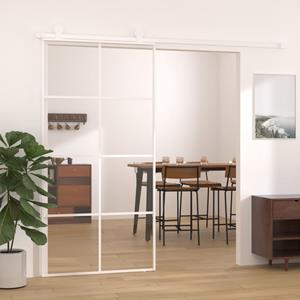 vidaXL Schuifdeur 102,5x205 cm ESG-glas en aluminium wit