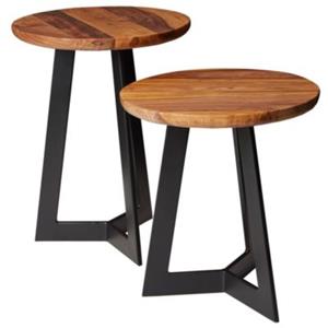 FineBuy Beistelltisch-Set 35 x 35 x 37 cm braun