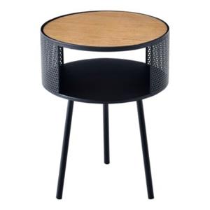 En.casa Beistelltisch Bjørnsund rund Metallgestell Holz-Optik/Schwarz holzfarben