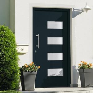 vidaXL Voordeur 100x210 cm aluminium en PVC antraciet