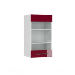 Yomonda Hängeglasschrank 40 cm Bordeaux Hochglanz Küchenschrank Hängeschrank Küchenzeile Fame-Line bordeaux