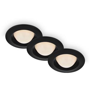 Briloner LED inbouwspot Carro, set van 3, 3.000K, zwart
