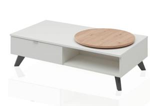 Aileenstore Couchtisch Liam mit Schublade und Drehteller weiß