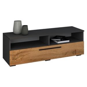 Hioshop ArilaXL TV-meubel 1 kleppe 2 planken antraciet, eik decor.